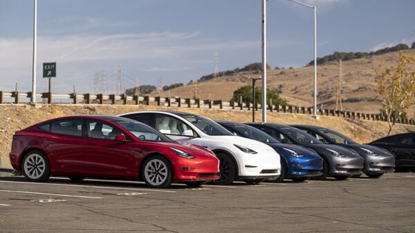File photo of Tesla's electric cars at a dealership in the US. (Bloomberg)