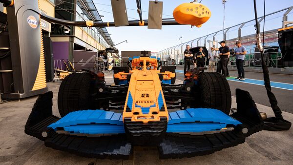 Life-size model of LEGO Technic McLaren Formula One race car