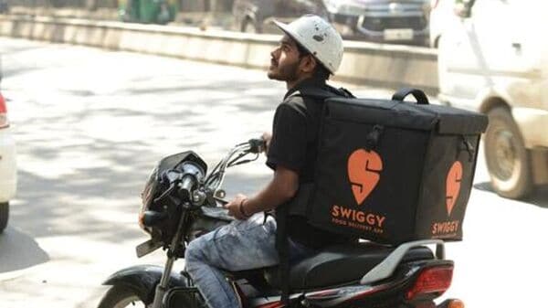 File photo of a Swiggy delivery partner (HT_PRINT)