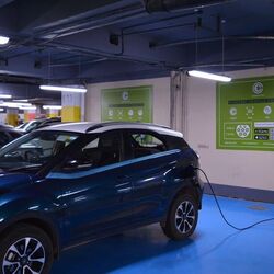 EV charging points installed at Delhi's Select Citywalk shopping centre.