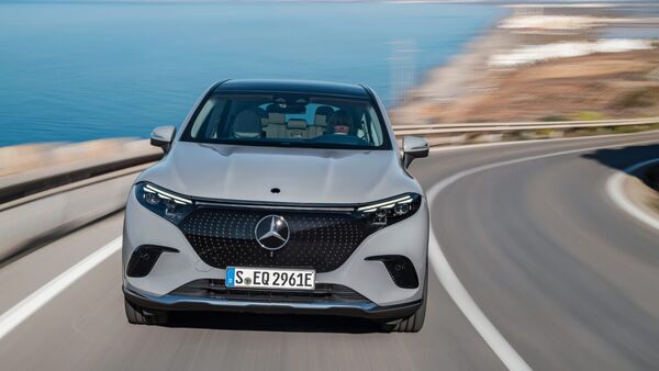 The Mercedes EQS SUV packs a range of 643 km on a single charge from its 118 kWh battery pack 