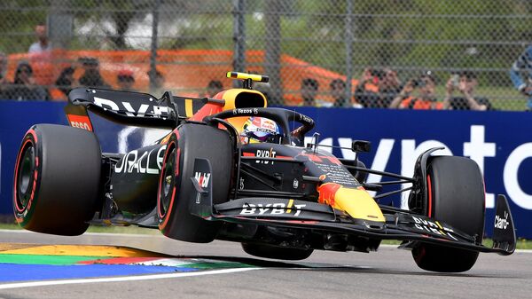 Red Bull's Sergio Perez in action during practice. (REUTERS)