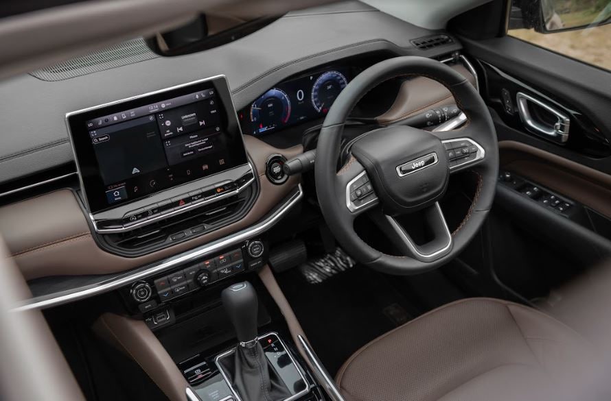 A closer look at the infotainment screen and driver display inside the Meridian SUV.