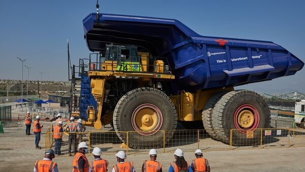 A hydrogen-powered truck, part of Anglo American Plc's NuGen carbon-neutral project, at the Anglo American Platinum Ltd. Mogalakwena platinum mine in Mogalakwena, South Africa. (Bloomberg)