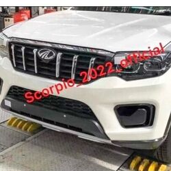 A unit of the 2022 Scorpio in white colour scheme can be seen rolling off from the production line.