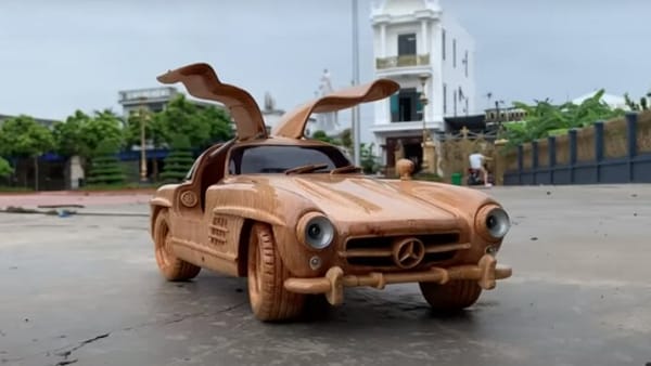 Watch: Mercedes-Benz 300 SL wood model with gullwing doors and working latches