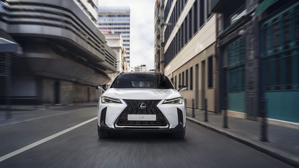 2023 Lexus UXh gets a large front grille  flanked by sleek LED headlamps and integrated LED daytime running lights. 