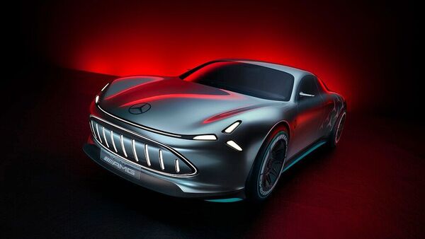 The Mercedes Vision AMG concept car runs entirely on electricity.  (Mercedes-Benz)