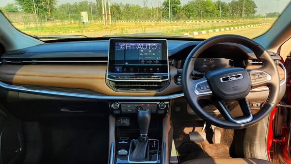 A look at the dashboard layout inside the Jeep Meridian.