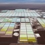 An aerial view shows the brine pools and processing areas of the Soquimich (SQM) lithium mine on the Atacama salt flat in the Atacama desert of northern Chile,