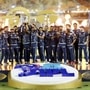 Gujarat Titans players with the IPL trophy after winning the final T20 cricket match of the Indian Premier League 2022. (PTI)