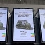 A view shows billboards for My Ami Buggy limited edition Citroen electric small car with the caption meant for Tesla CEO Elon Musk. (REUTERS)