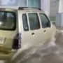 Photo collage showing vehicles floating in flood water in Jodhpur, Rajasthan (ANI/Twitter)