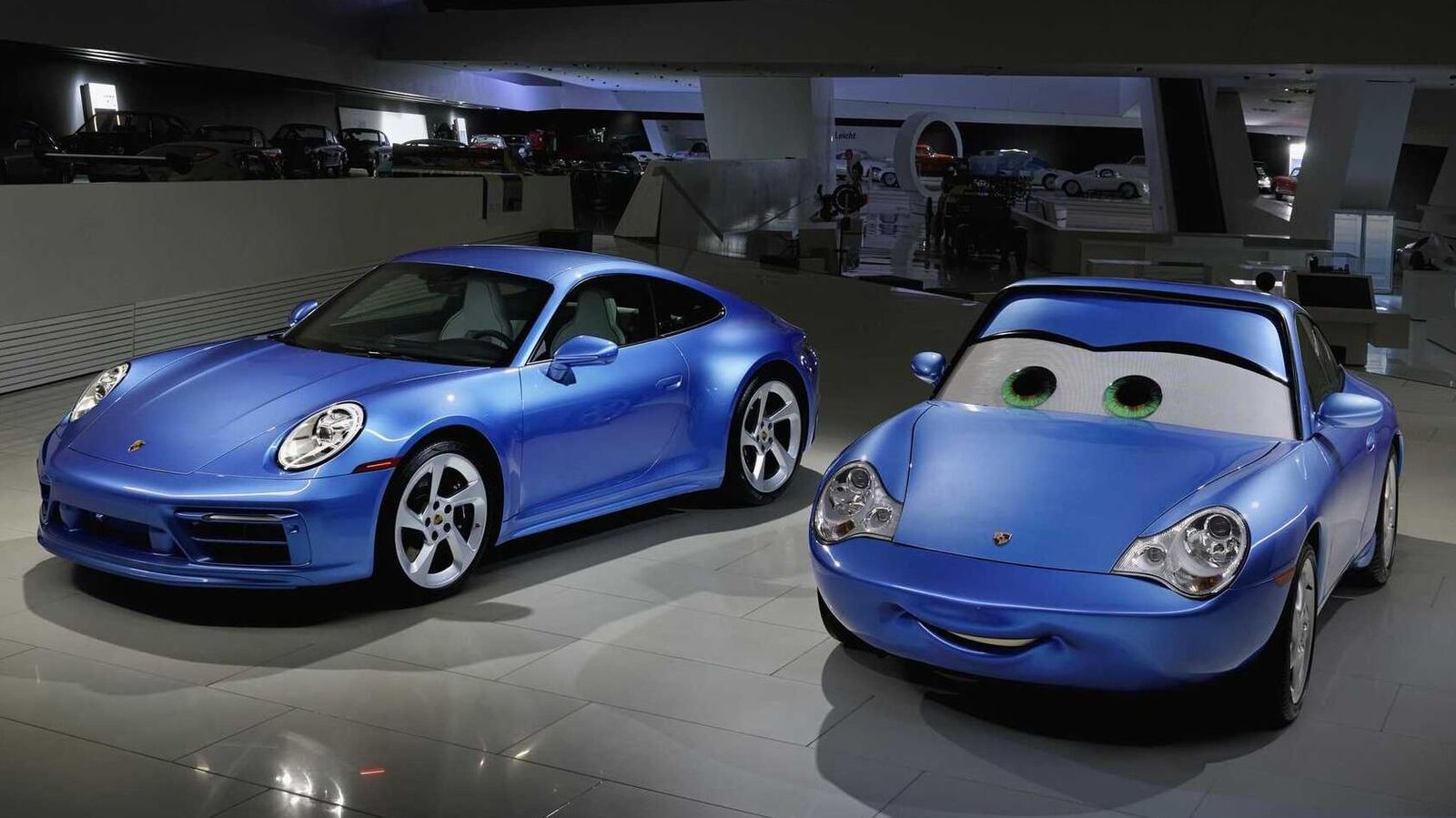 blue porsche car