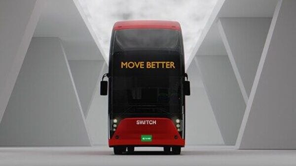 The electric double-decker bus claims a driving range of up to 250 km.