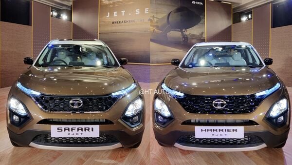 Tata Safari and Harrier are seen here in their Jet Edition offerings.