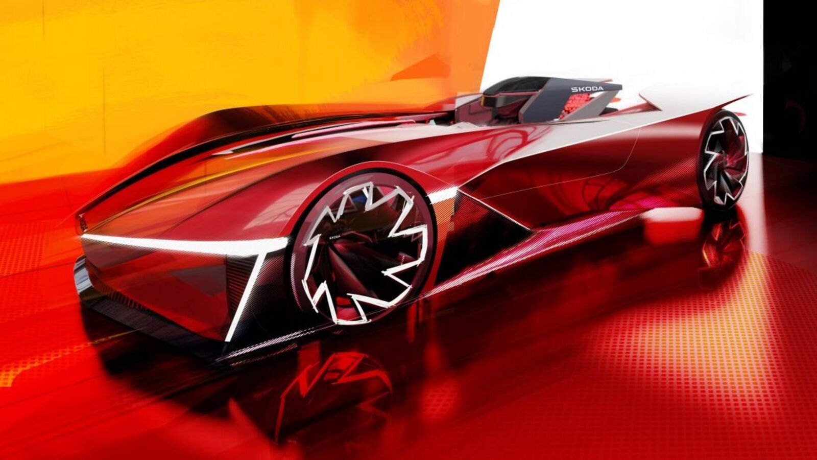 Skoda Vision GT electric racing car looks like an electric red devil ...