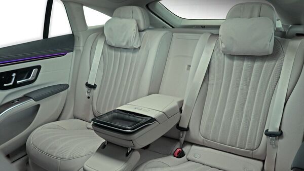 Ideal for two but decent for three, the rear seats of the Mercedes EQS 580 offer quite a comfortable ride experience.