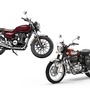 Both motorcycles have a retro design with circular elements.
