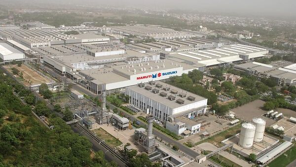 An aerial view of the Maruti Suzuki manufacturing facility in Gurgaon.