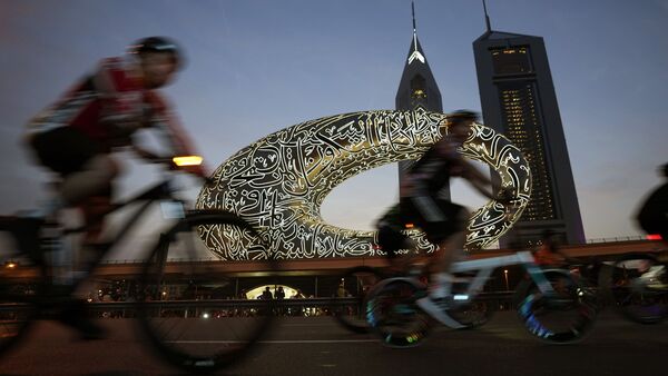 Dubai's skyscraper-lined superhighway, on Sunday morning, gave way to tens of thousands of bicyclists. as the city observed the annual Dubai ride Dubai's skyscraper-lined superhighway, on Sunday morning, gave way to tens of thousands of bicyclists. as the city observed the annual Dubai ride