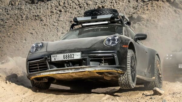 The Porsche 911 Dakar in Dubai is being tested on loose surfaces.