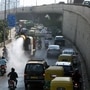 An anti-smog gun being used to curb air pollution and dust near the under-construction RRTS Station at Anand Vihar. (ANI)