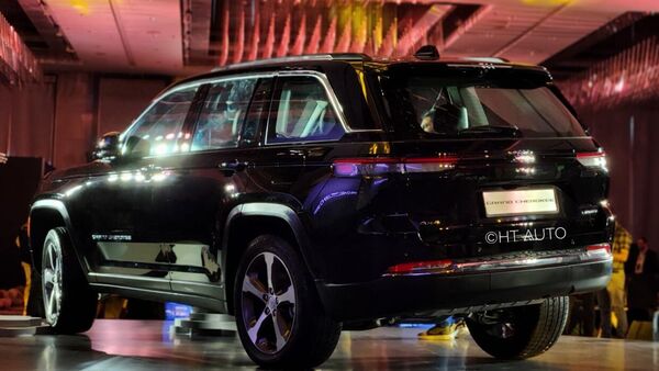 The rear portion of the Jeep Grand Cherokee sports masculine chunkiness. The SUV runs on five-spoke machined alloy wheels. The rear portion of the Jeep Grand Cherokee sports masculine chunkiness. The SUV runs on five-spoke machined alloy wheels.