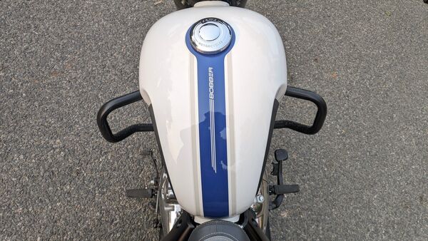 The fuel tank is borrowed from the Yezdi Roadster. It gets knee recesses and tank grips. The fuel tank is borrowed from the Yezdi Roadster. It gets knee recesses and tank grips.
