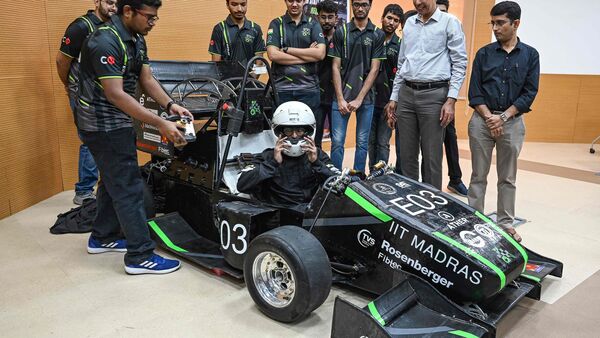 IIT Madras student team Raftar has launched its first ever Formula E car in Chennai.  (AFP)