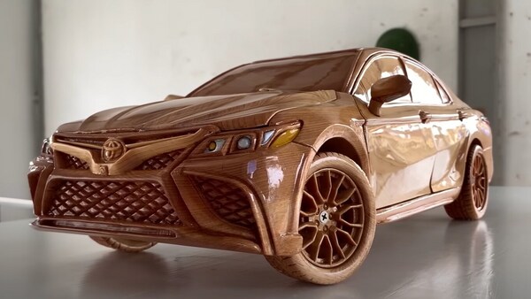 The wooden Toyota Camry replica took 35 days to be built completely. (Image: Youtube/Woodworking Art)