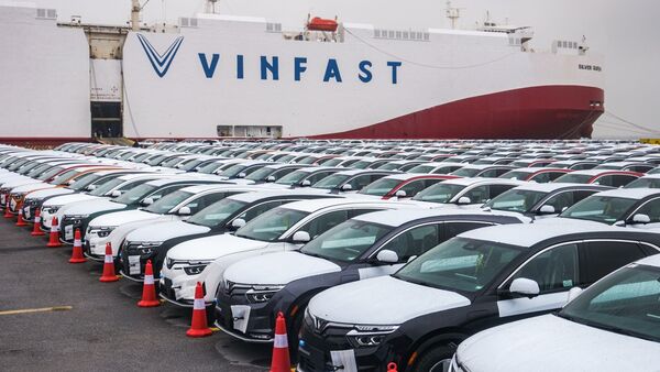 VinFast LLC's VF8 electric vehicles are being shipped at the port of Hai Phong, Vietnam.  (Bloomberg)