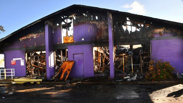 Remnants of Phantom Fireworks in West Melbourne in Florida are pictured after it was destroyed by fire. (AP)
