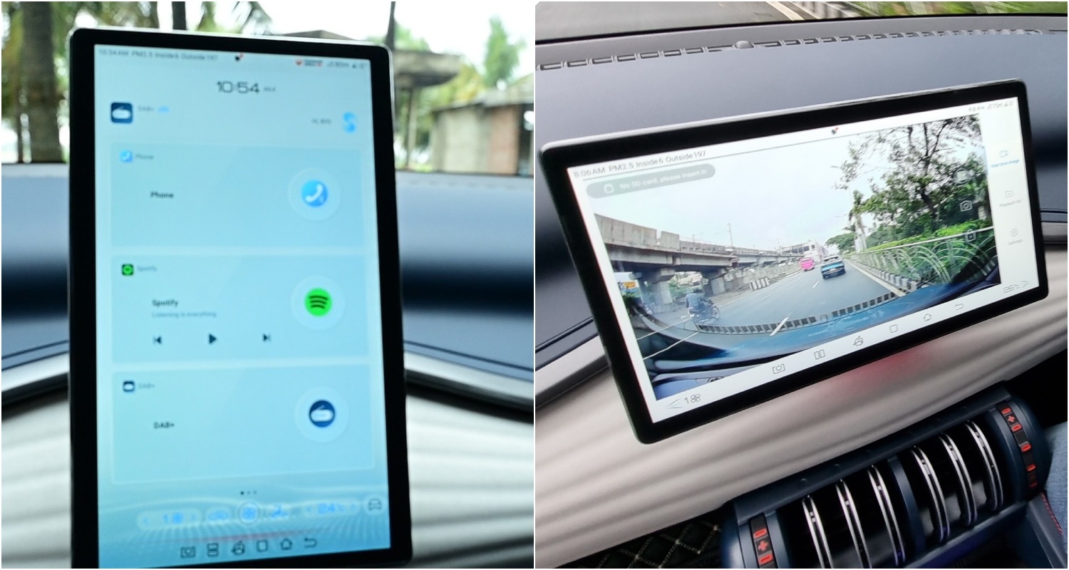 The HD cameras offer a crisp view and also get a record function. The 12.8-inch unit will also come equipped with Apple CarPlay and Android Auto when customer deliveries begin The HD cameras offer a crisp view and also get a record function. The 12.8-inch unit will also come equipped with Apple CarPlay and Android Auto when customer deliveries begin