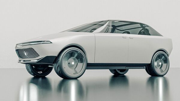 This is a rendering of what the Apple car may eventually look like. ((Image: Vanarama))