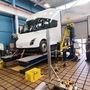 Tesla Semi being tested for suspension on a bench press (Tesla/LinkedIn)