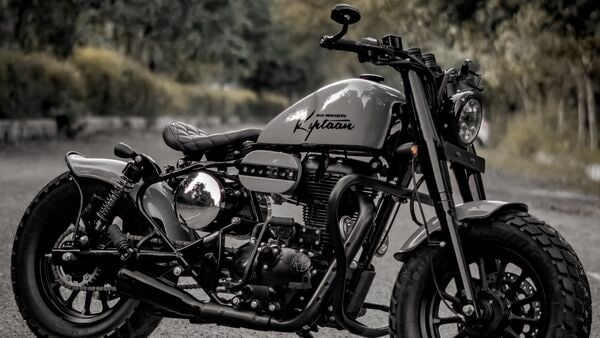 Customization is done by Neev Motorcycles.  They took a Royal Enfield Thunderbird 350 and converted it into a bobber.
