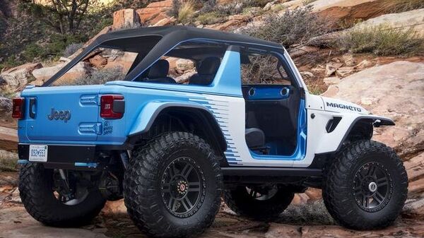 Jeep Wrangler Magneto 2.0 is an absurdly quick 4x4 EV capable of sprinting 0-100 kmph in two seconds. Jeep Wrangler Magneto 2.0 is an absurdly quick 4x4 EV capable of sprinting 0-100 kmph in two seconds.