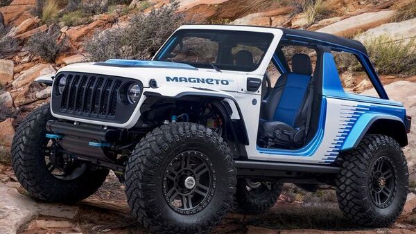 Jeep Wrangler Magneto 2.0 is an ultra-offroader iteration of the Jeep Wrangler EV. Jeep Wrangler Magneto 2.0 is an ultra-offroader iteration of the Jeep Wrangler EV.