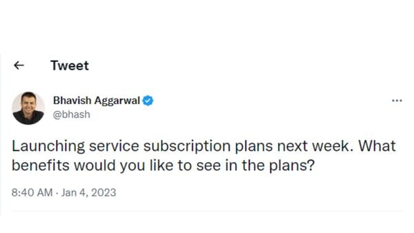 Screenshot of Bhavish Aggarwal's tweet.  (Photo: Twitter/bhash)