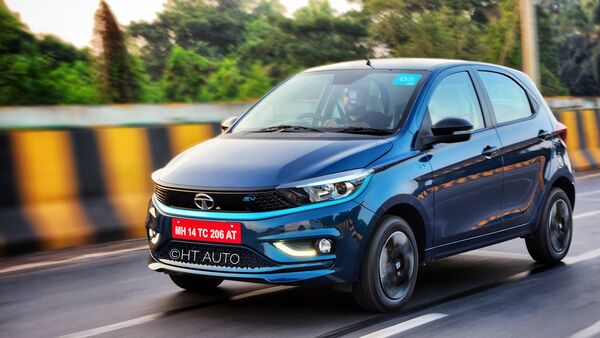 The Tiago is the latest electric car launched by Tata Motors in the Indian car market.  (Sabyasachi Dasgupta/HT Auto)