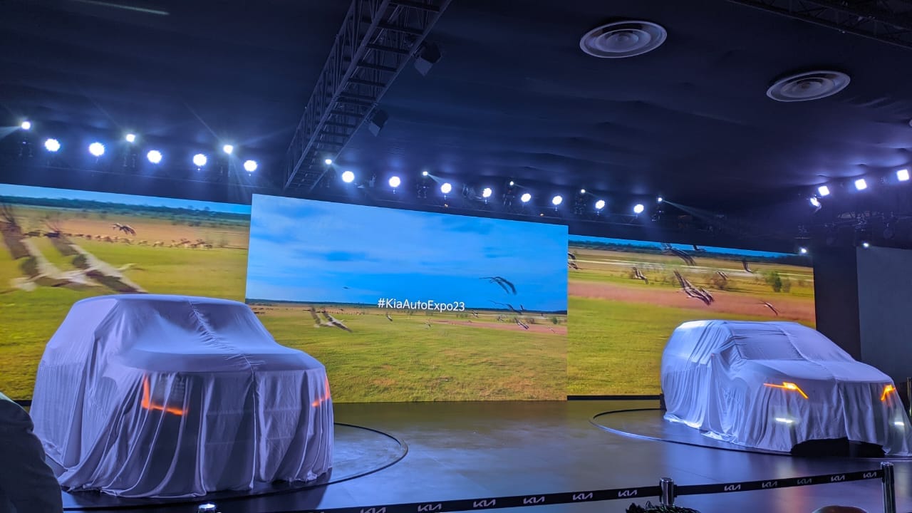 Kia's pavilion at the Auto Expo 2023.