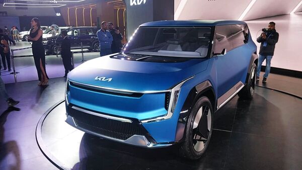 The EV9 concept is one of the showstoppers at the Kia pavilion