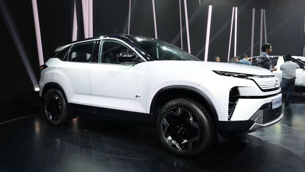 Tata Harrier EV on display at Auto Expo 2023