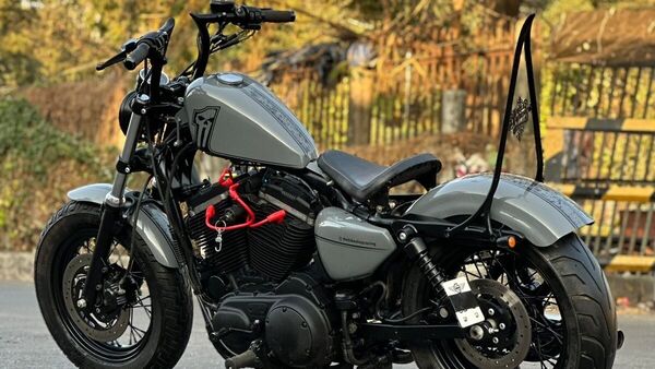 Harley Davidson Forty-Eight modified into a chopper with Nardo Grey ...