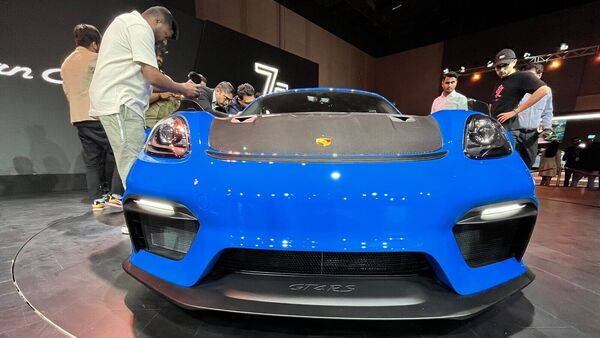 The 718 Cayman GT4 RS is powered by a 4.0-litre, six-cylinder, naturally aspirated engine, which is capable of churning out 493 bhp and a peak torque output of 450 Nm. The 718 Cayman GT4 RS is powered by a 4.0-litre, six-cylinder, naturally aspirated engine, which is capable of churning out 493 bhp and a peak torque output of 450 Nm.