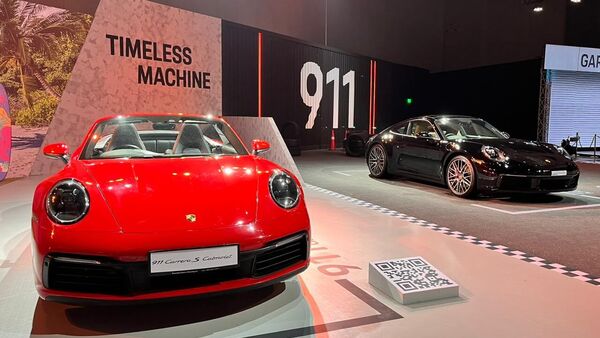 The Cabriolet version of the 911 Carrera S was also present at the event in bright red.