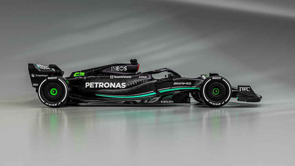 The Mercedes-AMG F1 has retained the sidepod concept on the W14 but makes it more noticeable Mercedes-AMG F1 W14 F1 2023