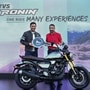 MS Dhoni taking delivery of the TVS Ronin.