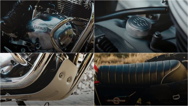 Royal Enfield Interceptor 650 Lightning with soft panniers, CNC machined parts, sump guard, touring seat and more